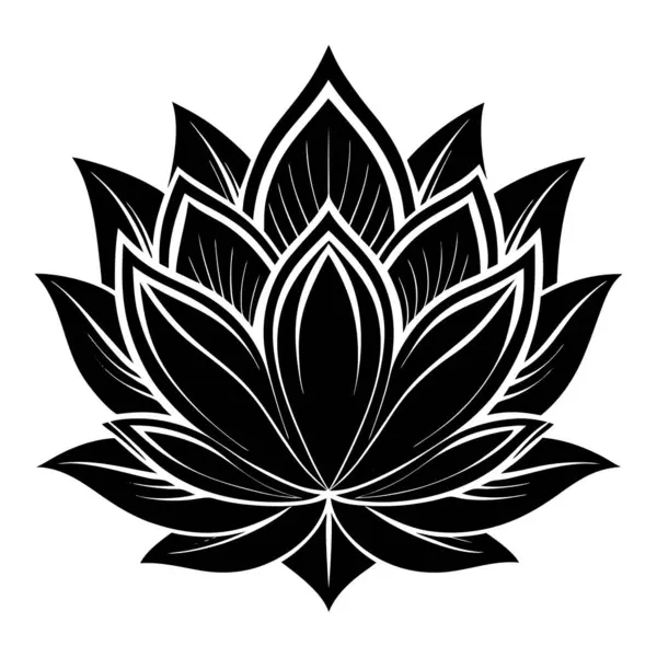 Lotus vektörü siyah beyaz ikon. Lotus illüstrasyon vektörü. izole lotus vektör sembolü.