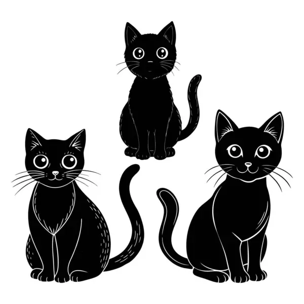 Kedi seti. Kara kediler.