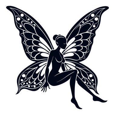 güzel bir kadın ile kelebek.