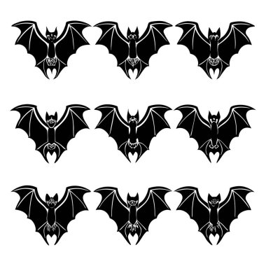 Beyaz arkaplanda izole edilmiş yarasa kümeleri.