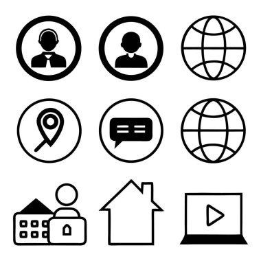 Beyaz arkaplan vektöründeki 9 iş simgesi izole edildi.