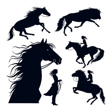 Atların siyah siluetler