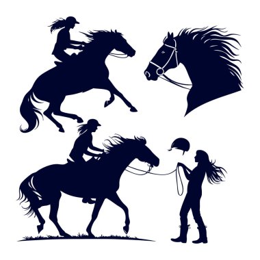 Bir dizi atlı siluet.