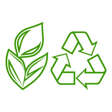 Vektör çizimi. Beyaz arkaplanda yeşil yaprak simgesi.