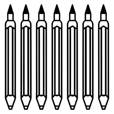Kalem simgesi seti. Beyaz arkaplanda izole edilmiş vektör illüstrasyonu.