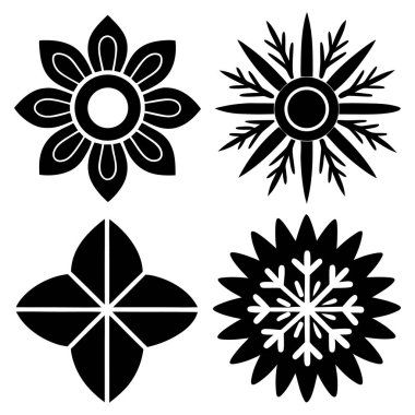 Beyaz arka planda çiçek vektör simgeleri