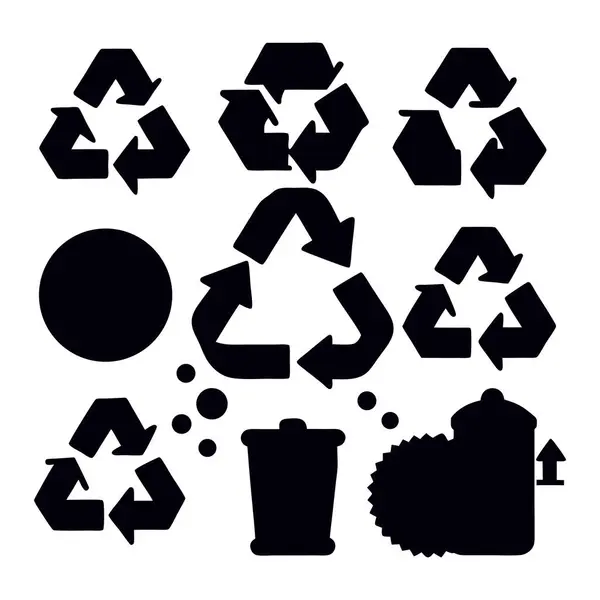 Geri dönüşüm sembolü vektör simgesi seti