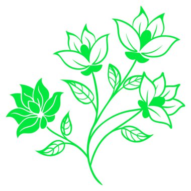 Çiçek desenli yeşil yaprak