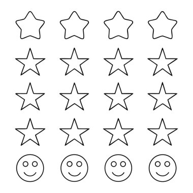 Beş yıldız simgesi seti.