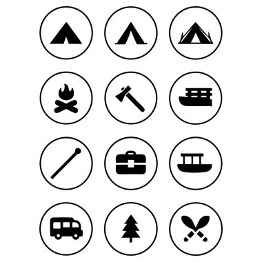 Pusula, orman, orman gibi 9 adet düzenlenebilir ikon seti