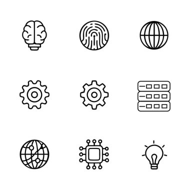 10 kullanıcı simgesi satırının vektör illüstrasyonu. küresel iş, veri, web ve diğer simge ögelerinin düzenlenebilir kümesi.