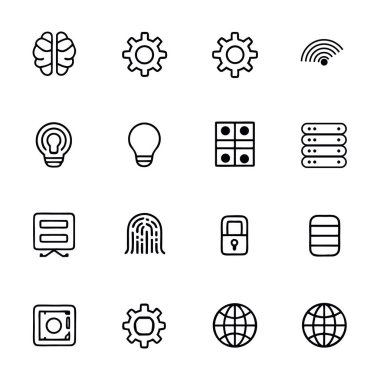 İnternet ve teknoloji çizgisi simgeleri, vektör illüstrasyon seti. özet çizimi, doğrusal kavram: sosyal ağ, teknoloji, küresel iş