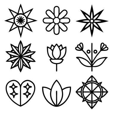 çiçek simgeler, vektör çizim set