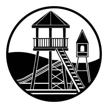 Bir ahşap binanın vektör çizimi