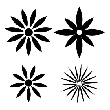 Beyaz arkaplan vektör illüstrasyonunda çiçek simgeleri