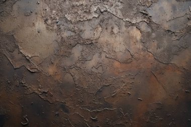 Gündüz vakti paslı metal yaprak dokusunun işlenmiş kolajı. Pankart, arkaplan veya 3B haritalama için doku