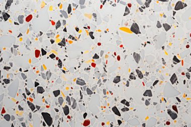 Terrazzo yüzey dokusunun işlenmiş kolajı. Pankart, arkaplan veya 3B haritalama için doku