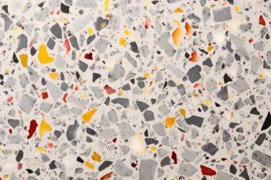 Terrazzo yüzey dokusunun işlenmiş kolajı. Pankart, arkaplan veya 3B haritalama için doku