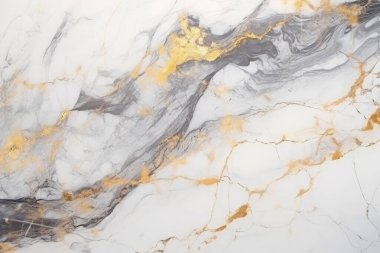 İşlenmiş beyaz ve altın mermer desenli kolaj. Pankart, arkaplan veya 3B haritalama için doku