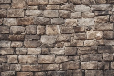 Gündüz vakti eski ortaçağ taş duvar dokusunun işlenmiş kolajı. Pankart, arkaplan veya 3B haritalama için doku