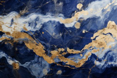 Lüks lacivert mermer desenli işlenmiş kolaj. Pankart, arkaplan veya 3B haritalama için doku