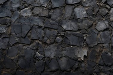 Siyah taş asfalt yüzey dokusunun işlenmiş kolajı. Pankart, arkaplan veya 3B haritalama için doku