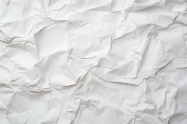 Buruşmuş beyaz kağıt dokusunun işlenmiş kolajı. Pankart, arkaplan veya 3B haritalama için doku