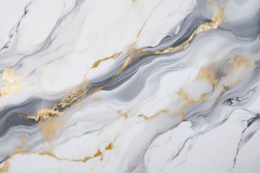 İşlenmiş beyaz ve altın mermer desenli kolaj. Pankart, arkaplan veya 3B haritalama için doku