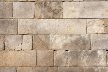 Antik sarı blok duvar dokusunun işlenmiş kolajı. Pankart, arkaplan veya 3B haritalama için doku