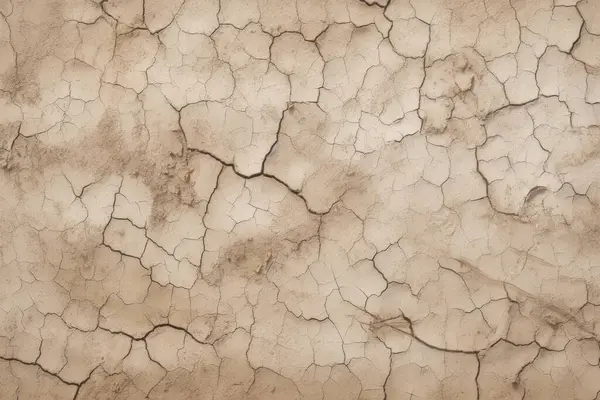 Kurumuş çatlamış toprak yüzey dokusunun işlenmiş kolajı. Pankart, arkaplan veya 3B haritalama için doku