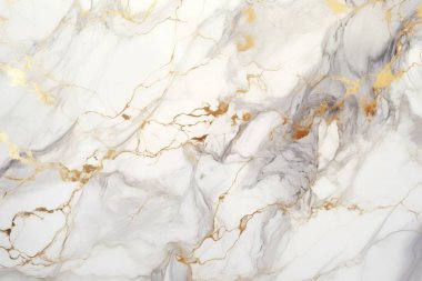 İşlenmiş beyaz ve altın mermer desenli kolaj. Pankart, arkaplan veya 3B haritalama için doku
