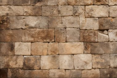 Antik sarı blok duvar dokusunun işlenmiş kolajı. Pankart, arkaplan veya 3B haritalama için doku