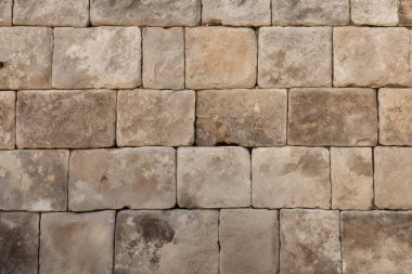 Antik sarı blok duvar dokusunun işlenmiş kolajı. Pankart, arkaplan veya 3B haritalama için doku