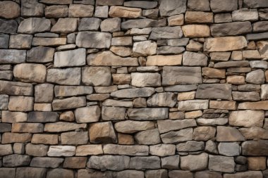 Gündüz vakti eski ortaçağ taş duvar dokusunun işlenmiş kolajı. Pankart, arkaplan veya 3B haritalama için doku