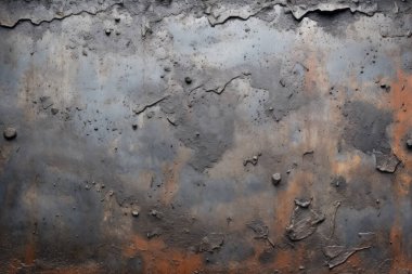 Gündüz vakti paslı metal yaprak dokusunun işlenmiş kolajı. Pankart, arkaplan veya 3B haritalama için doku