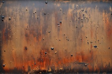 Gündüz vakti paslı metal yaprak dokusunun işlenmiş kolajı. Pankart, arkaplan veya 3B haritalama için doku