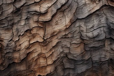 Ağaç kabuğu gövdesi dokusunun işlenmiş kolajı. Pankart, arkaplan veya 3B haritalama için doku