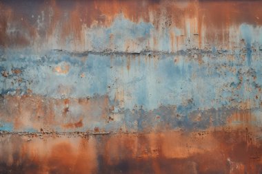 Gündüz vakti paslı metal yaprak dokusunun işlenmiş kolajı. Pankart, arkaplan veya 3B haritalama için doku