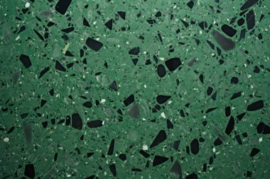 Yeşil terrazzo yüzey dokusunun işlenmiş kolajı. Pankart, arkaplan veya 3B haritalama için doku