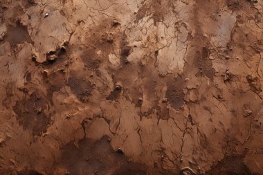 İşlenmiş kolaj eski kuru kahverengi kil yüzey dokusu. Pankart, arkaplan veya 3B haritalama için doku