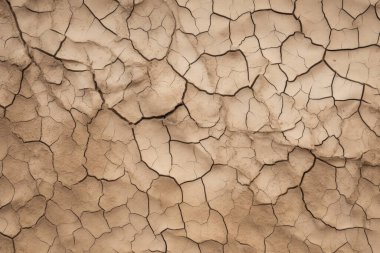 Kurumuş çatlamış toprak yüzey dokusunun işlenmiş kolajı. Pankart, arkaplan veya 3B haritalama için doku