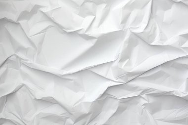Buruşmuş beyaz kağıt dokusunun işlenmiş kolajı. Pankart, arkaplan veya 3B haritalama için doku