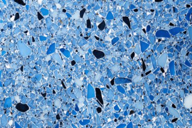 Lacivert terrazzo yüzey dokusunun işlenmiş kolajı. Pankart, arkaplan veya 3B haritalama için doku