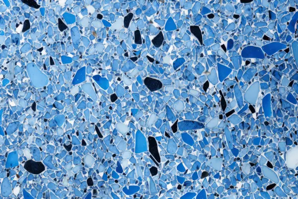 Lacivert terrazzo yüzey dokusunun işlenmiş kolajı. Pankart, arkaplan veya 3B haritalama için doku