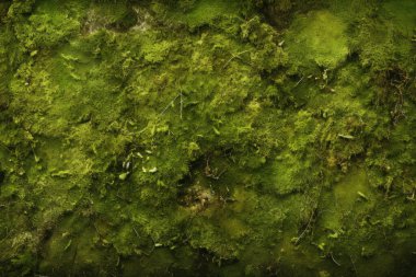 Yosunlu orman yüzey dokusunun işlenmiş kolajı. Pankart, arkaplan veya 3B haritalama için doku