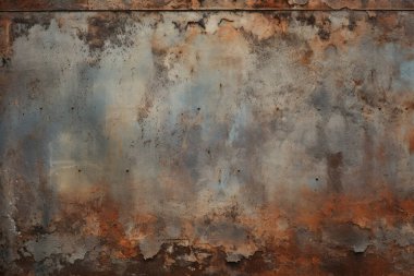 Turuncu paslı metal yüzey dokusunun işlenmiş kolajı. Pankart, arkaplan veya 3B haritalama için doku