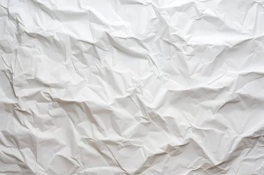 Buruşmuş beyaz kağıt dokusunun işlenmiş kolajı. Pankart, arkaplan veya 3B haritalama için doku