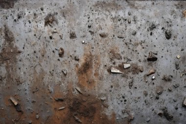 Gündüz vakti paslı metal yaprak dokusunun işlenmiş kolajı. Pankart, arkaplan veya 3B haritalama için doku