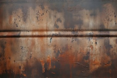 Gündüz vakti paslı metal yaprak dokusunun işlenmiş kolajı. Pankart, arkaplan veya 3B haritalama için doku