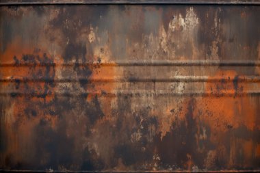 Gündüz vakti paslı metal yaprak dokusunun işlenmiş kolajı. Pankart, arkaplan veya 3B haritalama için doku